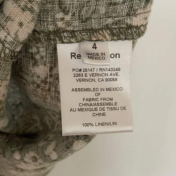 Green Reformation Martin Linen Dress, Size 4 - Picture 7 of 7